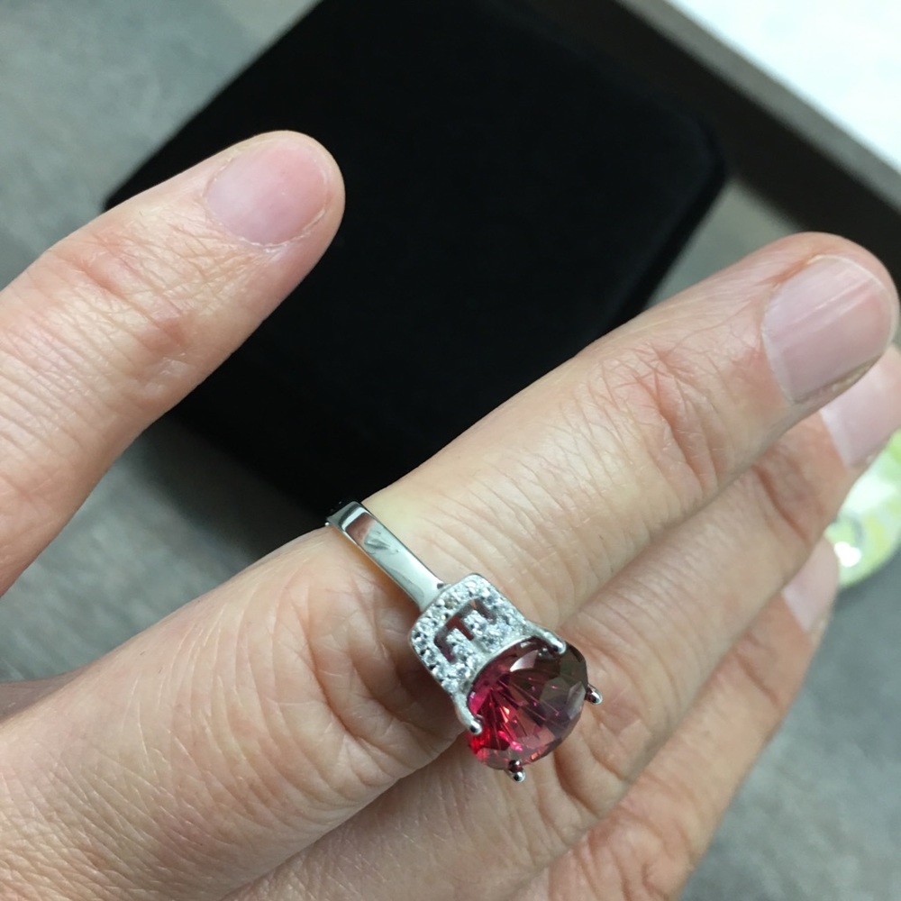 Certified 11.5 CT Red Topaz Ring Necklace Set RARE - Picture 8 of 17